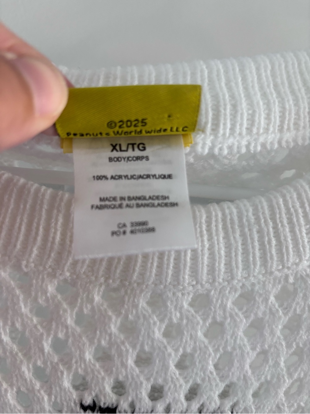 Peanuts White Snoopy & Woodstock Mesh Knit Sweater - Picture 2 of 3